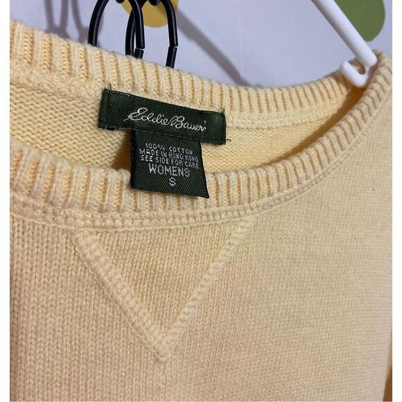 Eddie Bauer 100% Cotton Sweater Crewneck Size Small 🍋🌼 - Picture 2 of 12